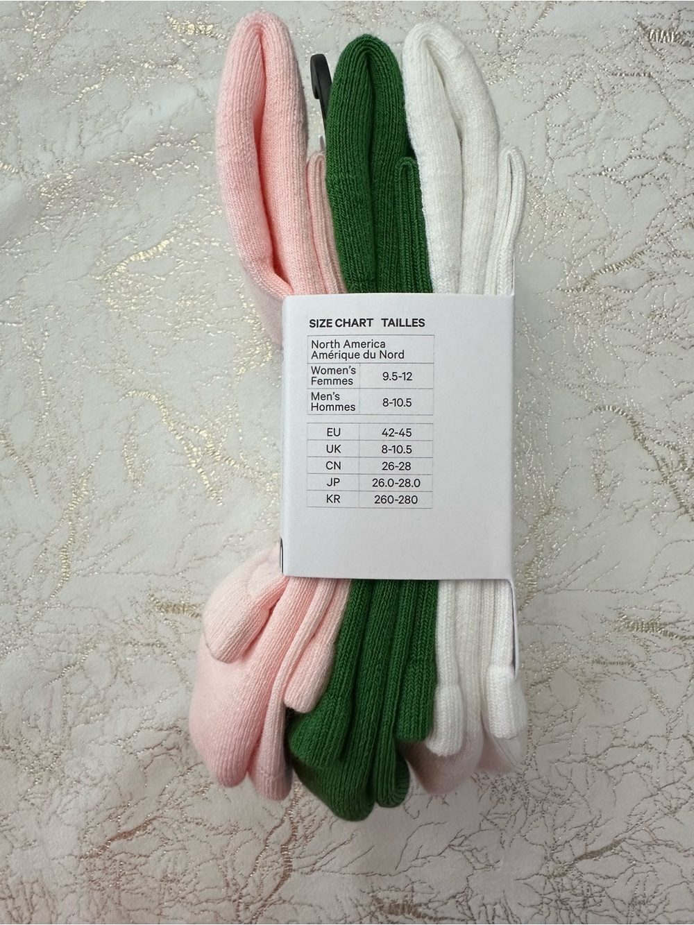 NWT Lululemon 3Pack Quarter Length Socks in Pink, Green & White